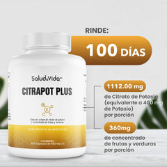 Citrato de Potasio 400mg por Porción (2 cápsulas) - CITRAPOT PLUS