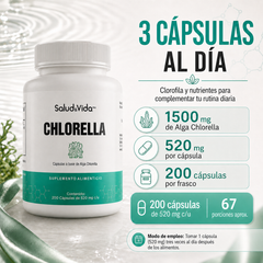 Alga Chlorella 1500mg por Porción (3 cápsulas) - Con Chlorella Orgánica