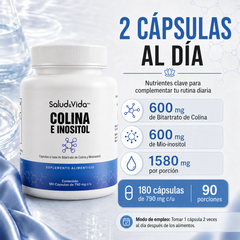 Colina E Inositol 1200mg por porción (2 cápsulas)