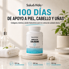 Complejo de Colágeno 513mg (Marino, Porcino y Bovino) Tipo 1, 2 y 3 + Ácido Hialurónico y Biotina