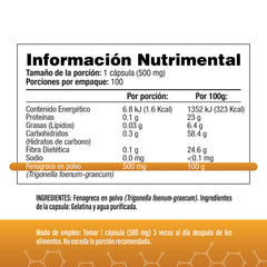 Fenogreco 1500mg Por Porción (3 Cápsulas) - 100% Natural