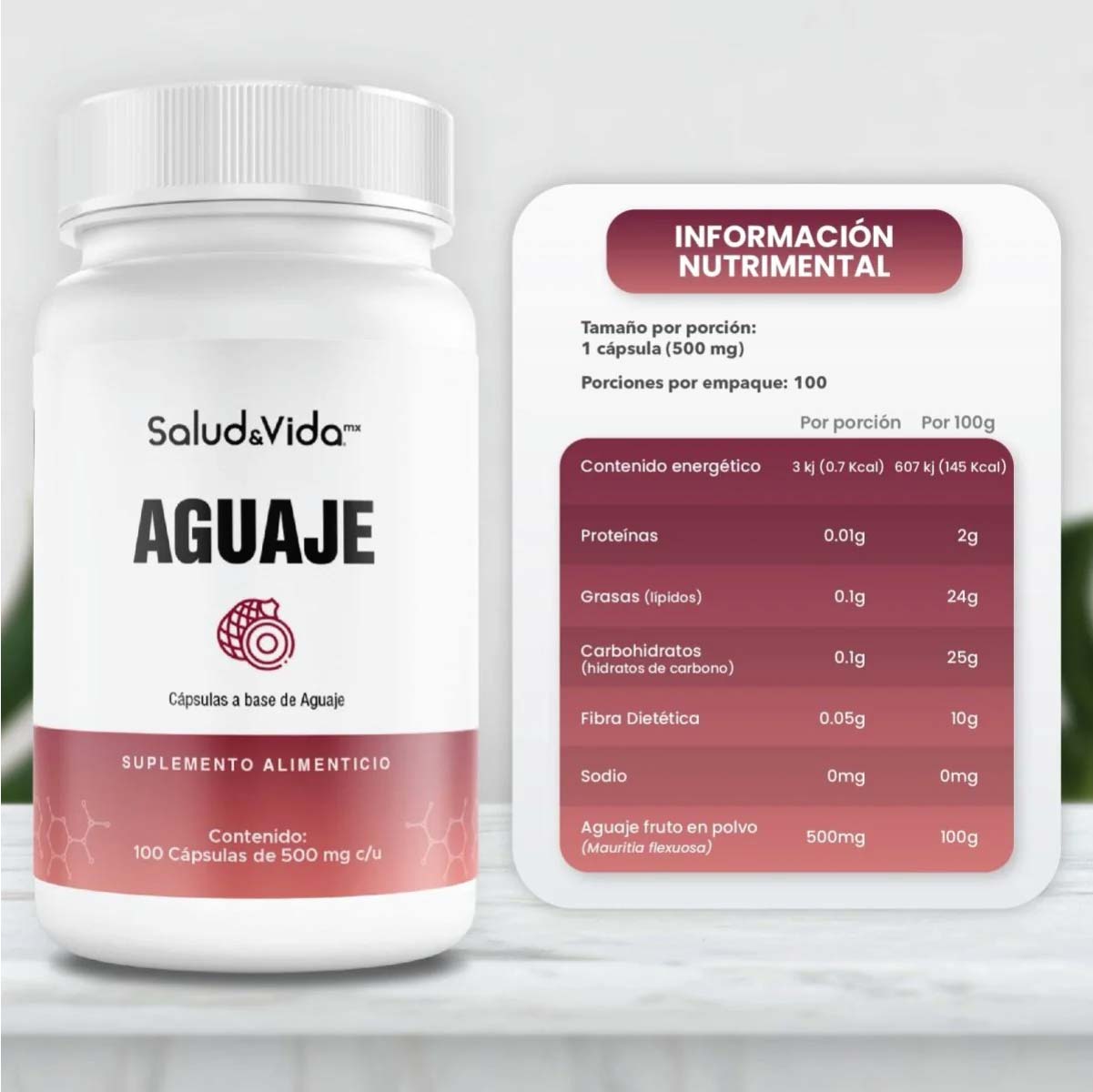 Aguaje Peruano 1500mg Por Porción (3 Cápsulas)