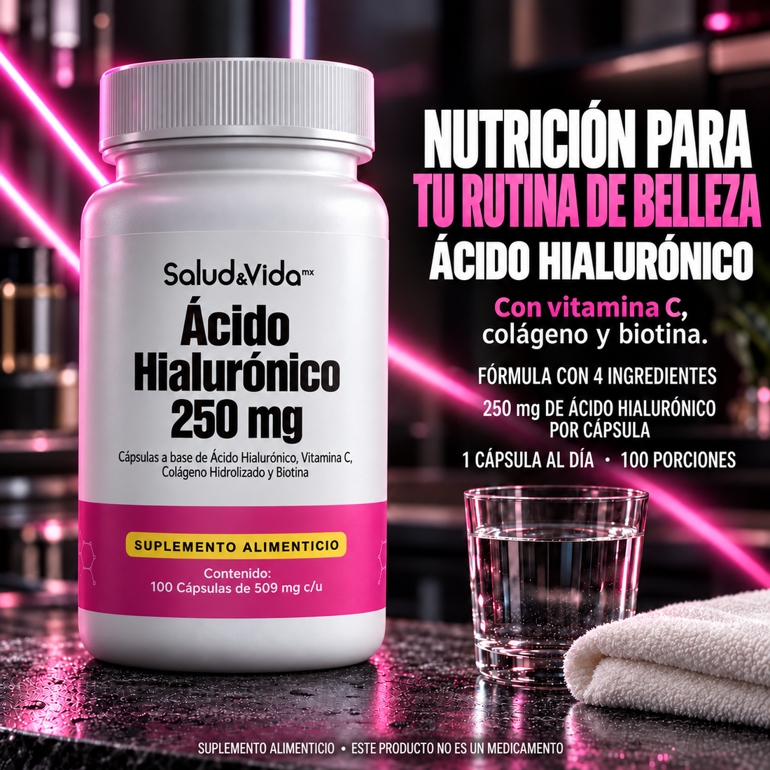Ácido Hialurónico con Vitamina C, Colágeno y Biotina