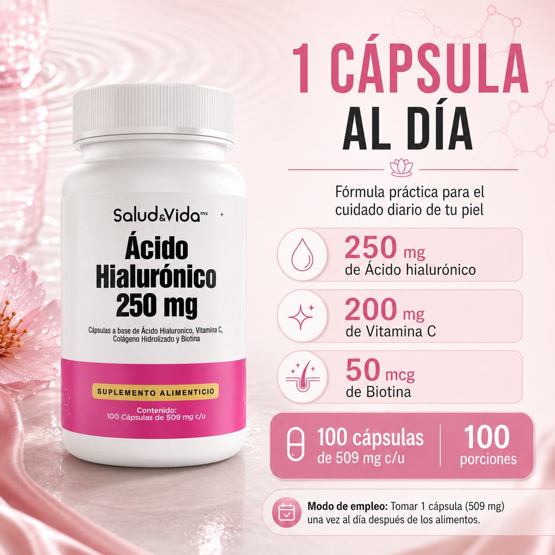 Ácido Hialurónico con Vitamina C, Colágeno y Biotina