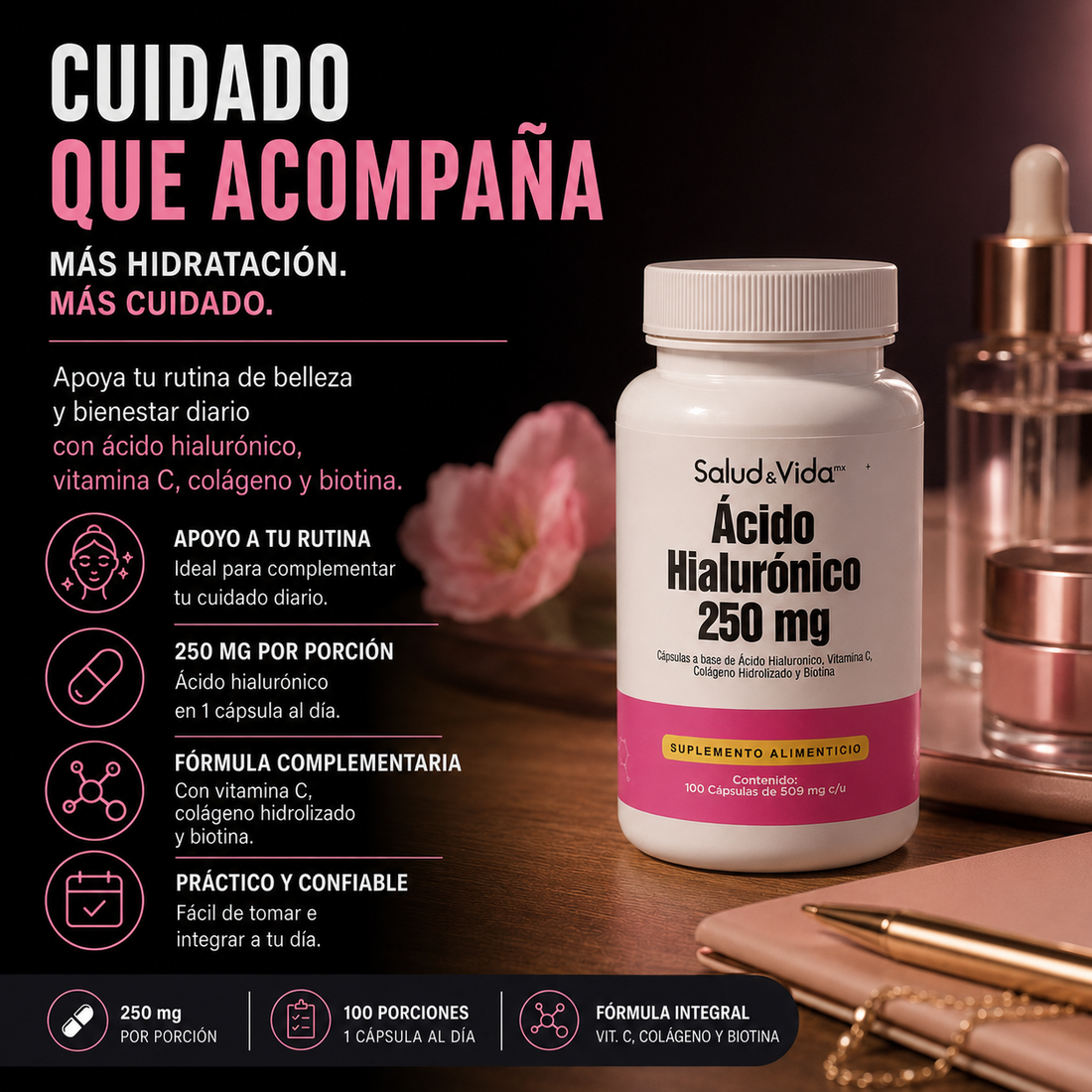 Ácido Hialurónico con Vitamina C, Colágeno y Biotina