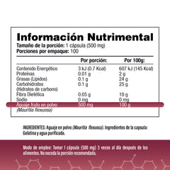 Aguaje Peruano 1500mg Por Porción (3 Cápsulas)
