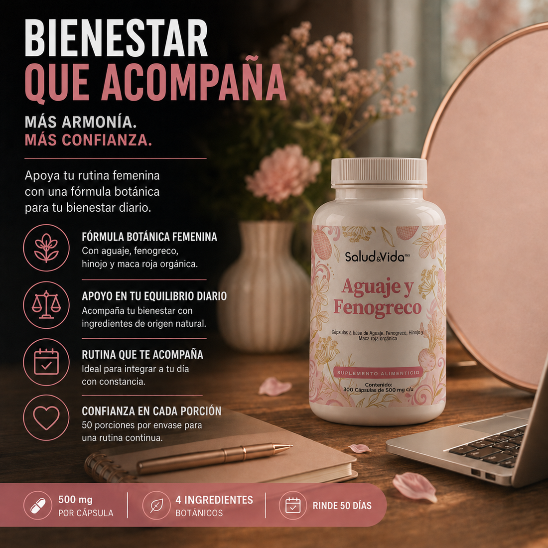 Aguaje y Fenogreco con Hinojo en Cápsulas
