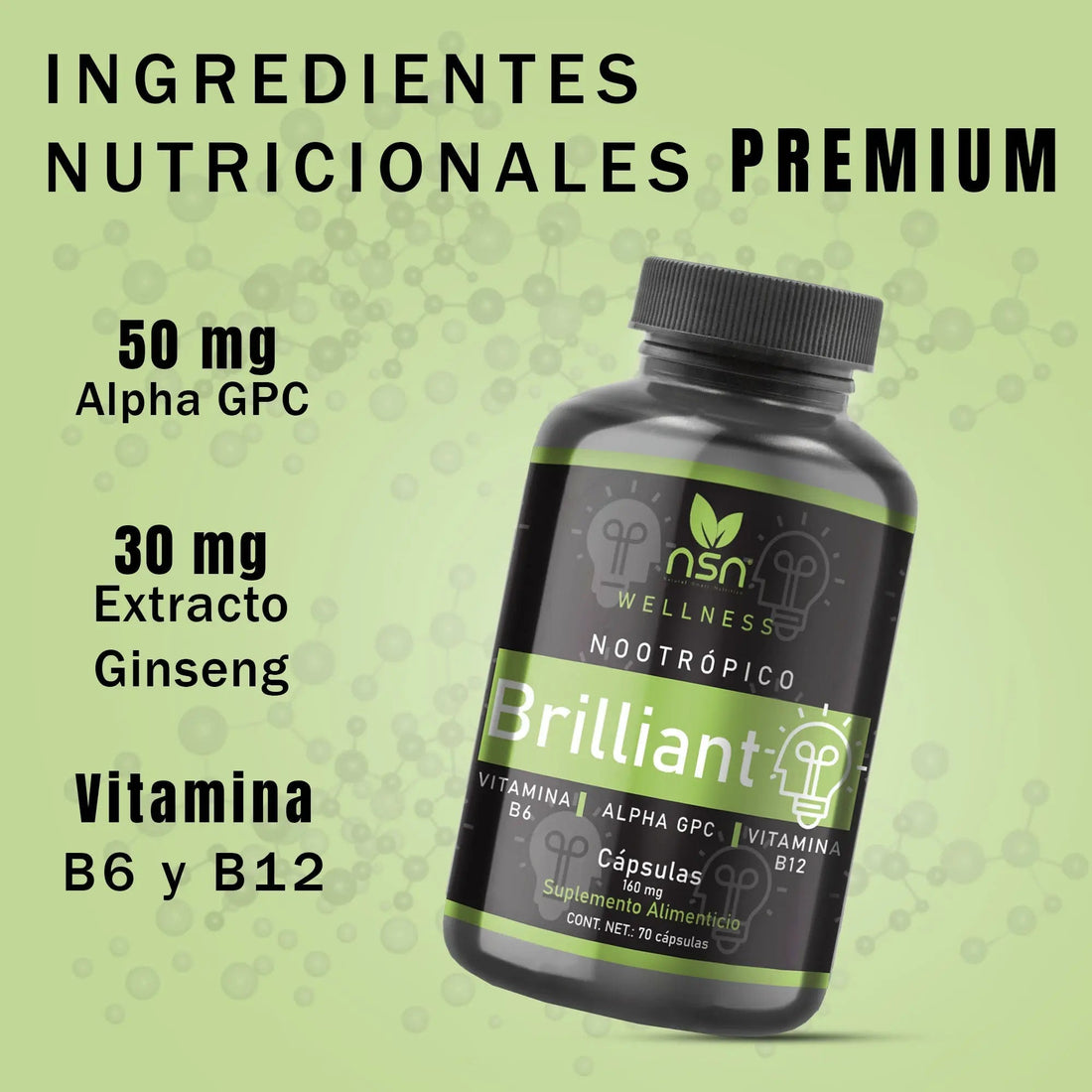 Nootrópico - Brilliant 70 cápsulas