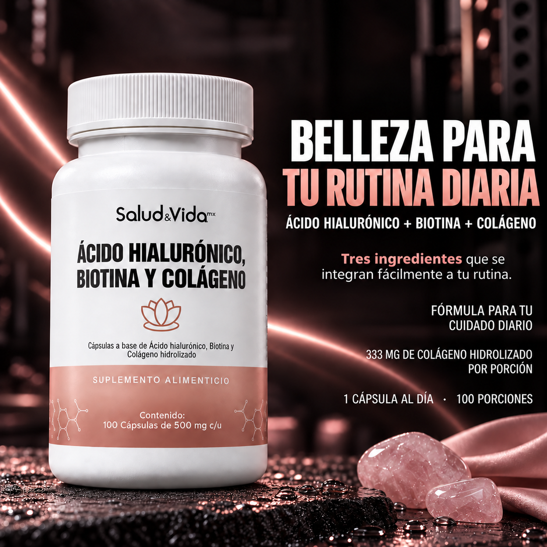 Biotina, Ácido Hialurónico y Colágeno 500mg