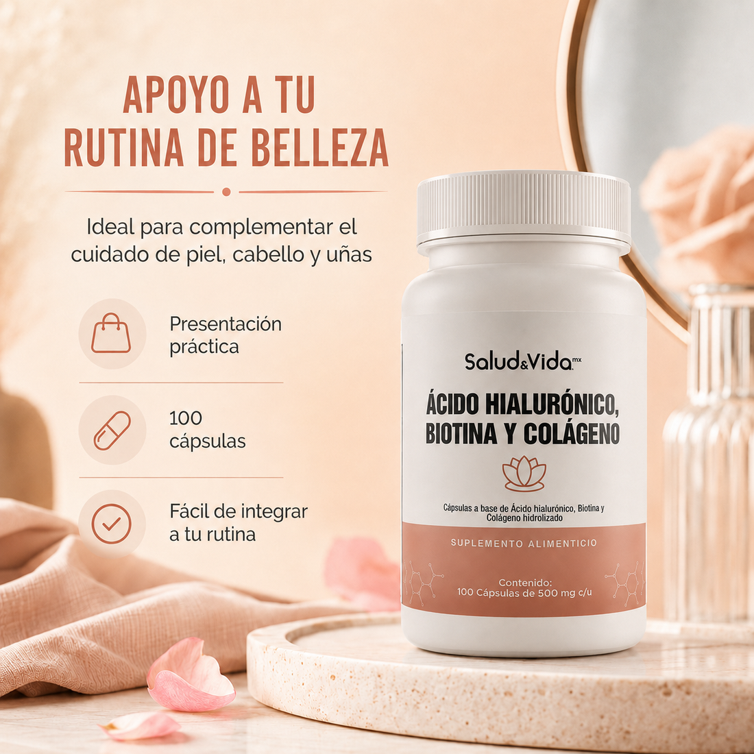 Biotina, Ácido Hialurónico y Colágeno 500mg