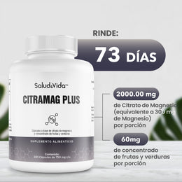 Pack Plus: Citrato de Magnesio 2000mg (220 Cápsulas) y Potasio 400mg (200 Cápsulas)