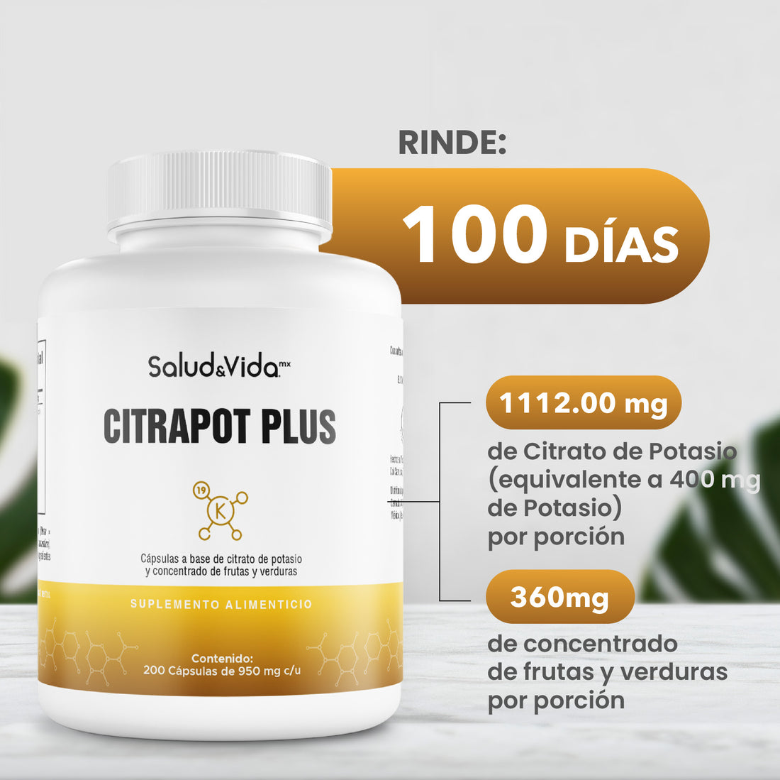 Pack Plus: Citrato de Magnesio 2000mg (220 Cápsulas) y Potasio 400mg (200 Cápsulas)