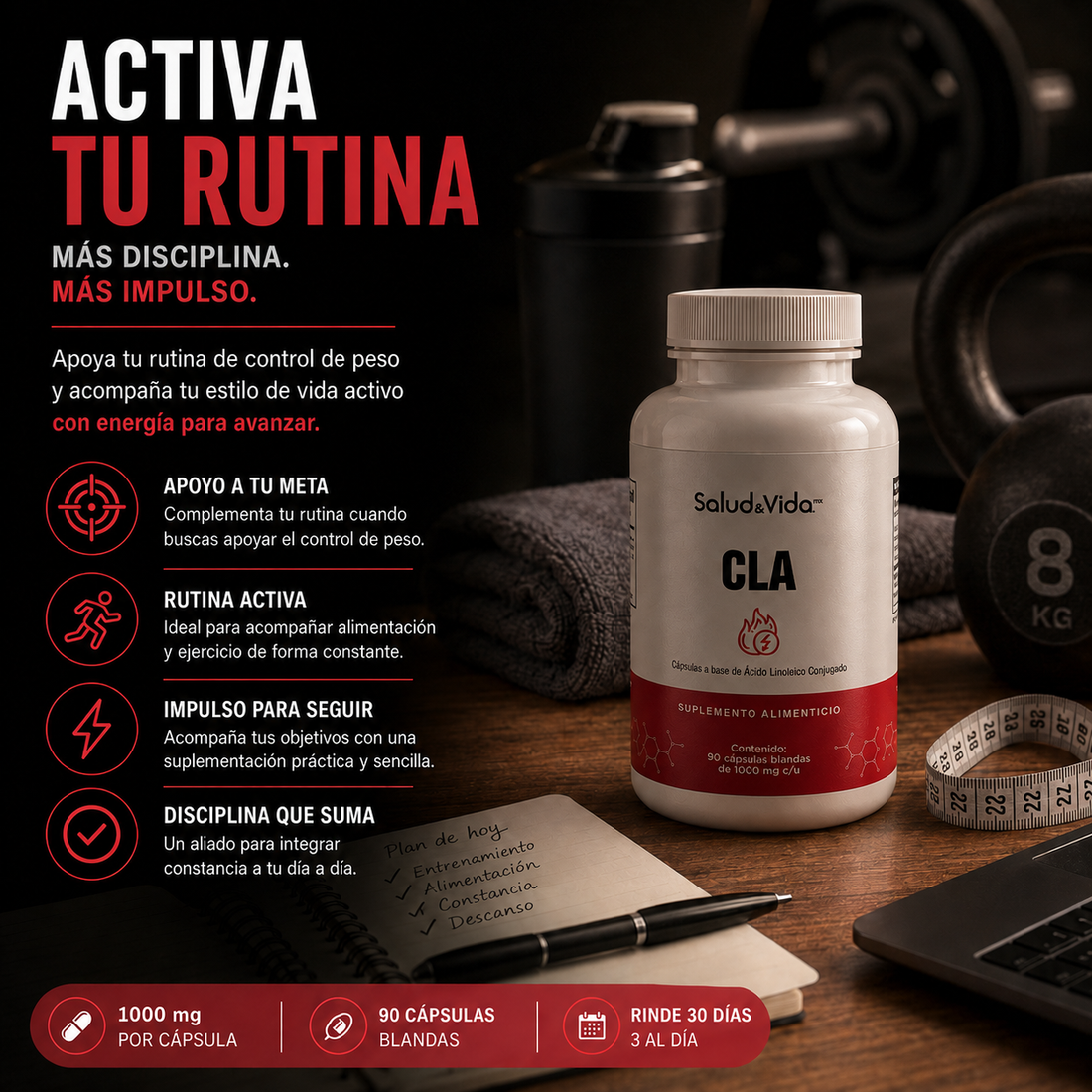 CLA 3000 mg por porción (3 Cápsulas)