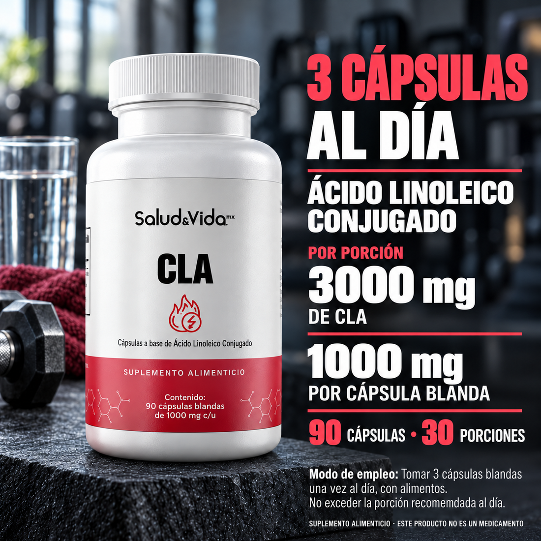 CLA 3000 mg por porción (3 Cápsulas)