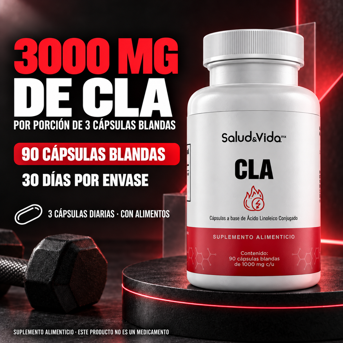 CLA 3000 mg por porción (3 Cápsulas)