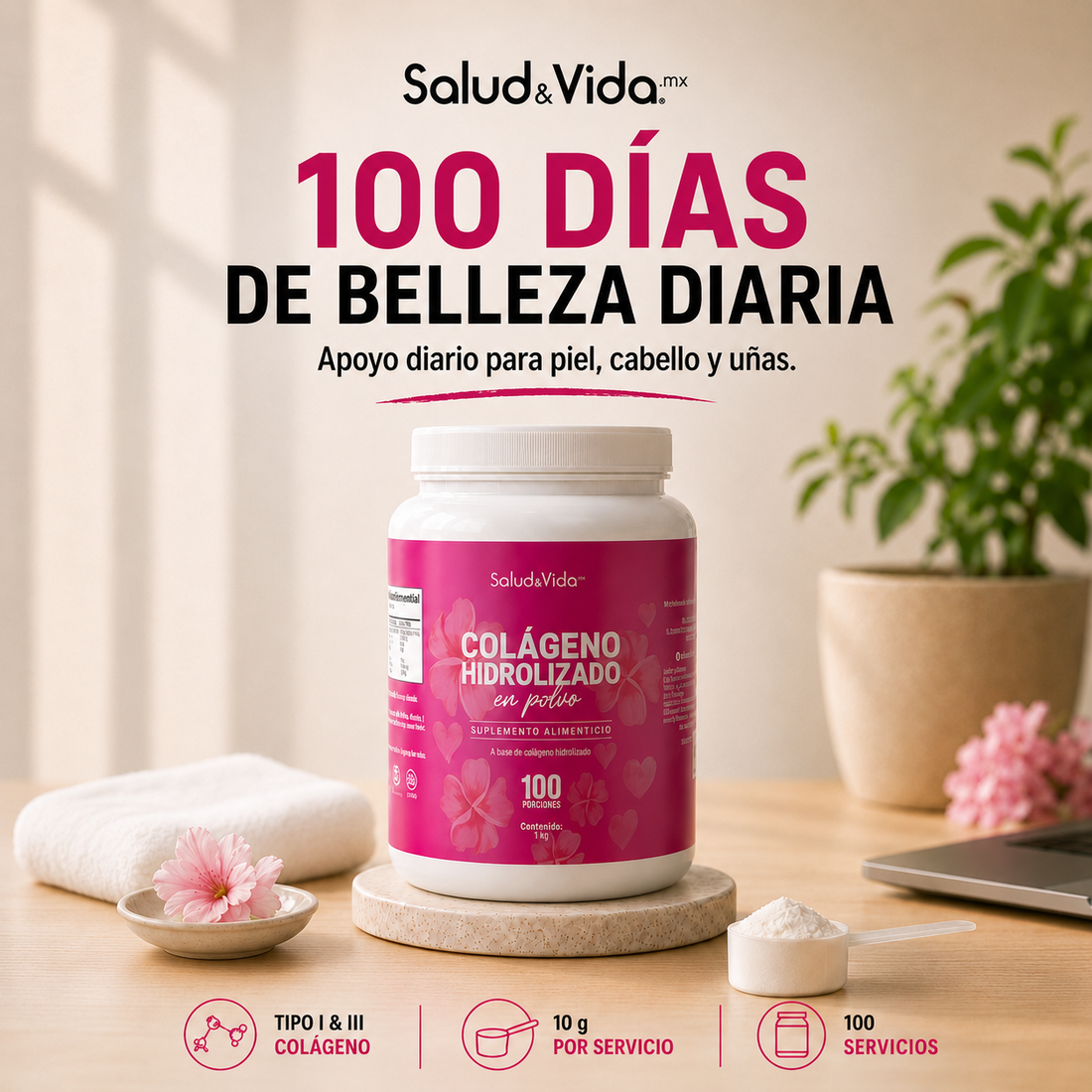 Péptidos de Colágeno Hidrolizado en Polvo Tipo 1 y 3