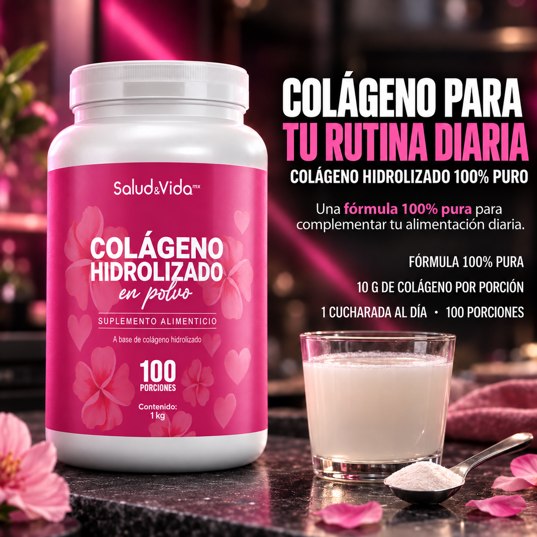 Péptidos de Colágeno Hidrolizado en Polvo Tipo 1 y 3
