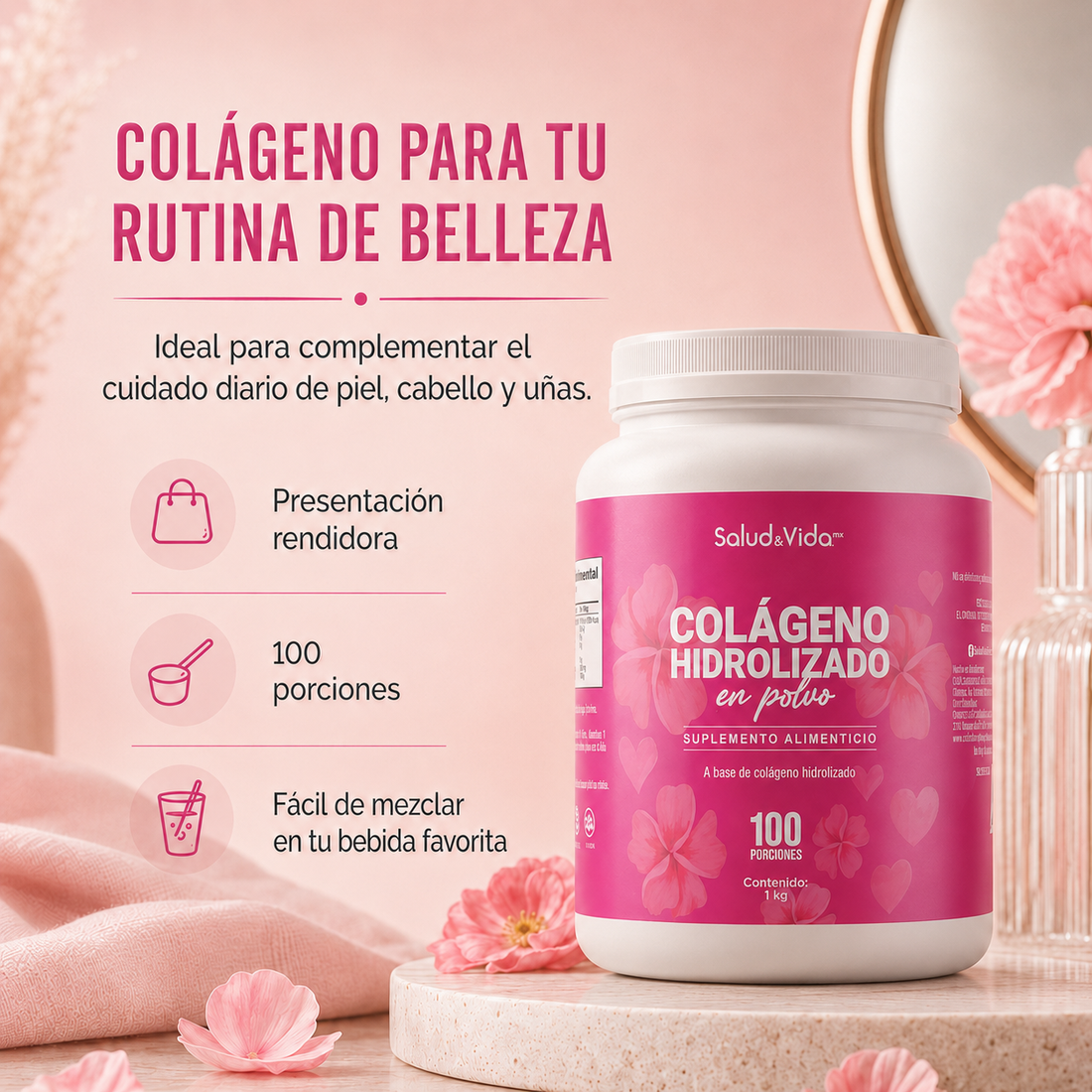 Péptidos de Colágeno Hidrolizado en Polvo Tipo 1 y 3