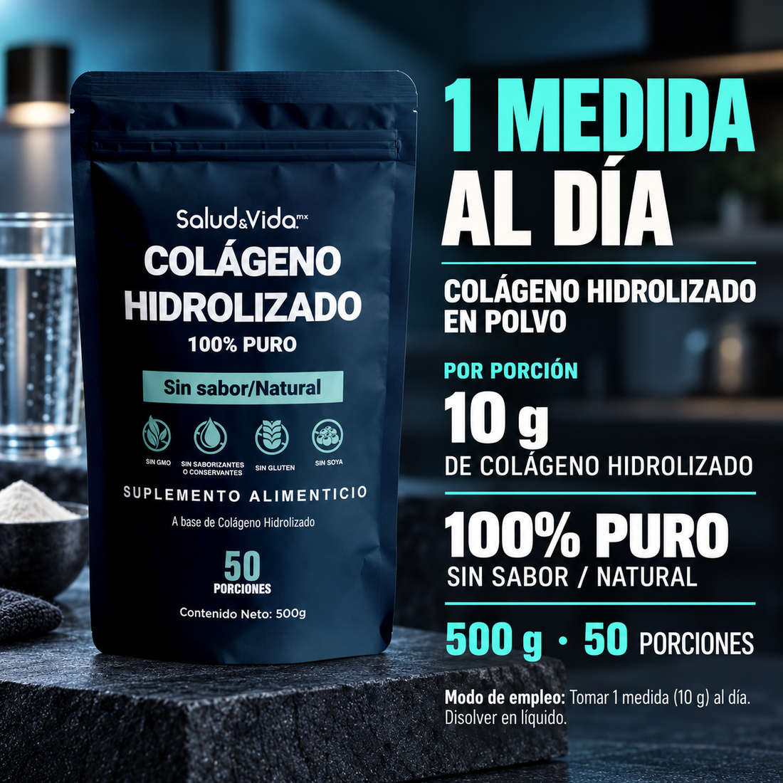 Péptidos de Colágeno Hidrolizado en Polvo Tipo 1 y 3