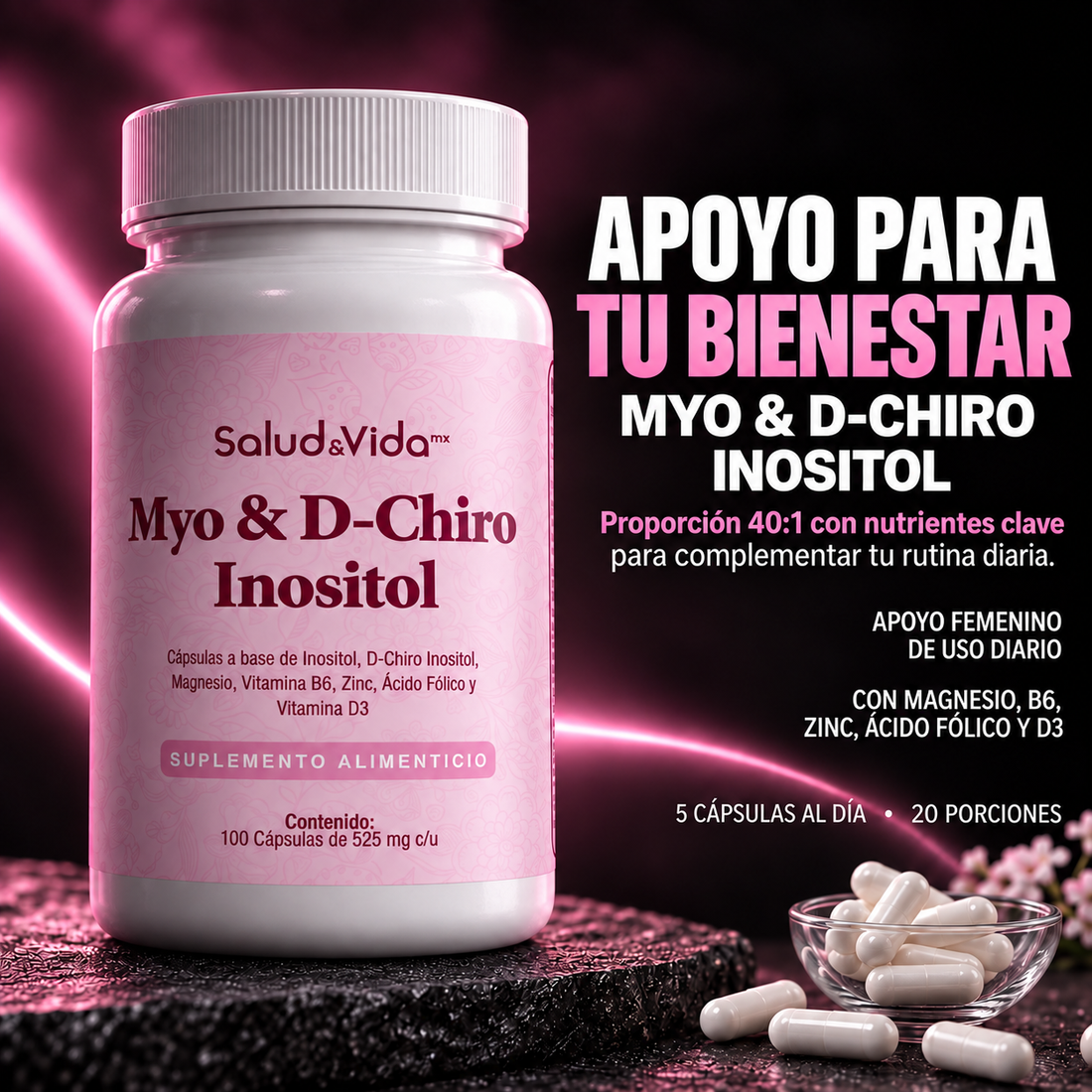 Myo & D-Chiro Inositol 2000mg + 50mg Por Porción