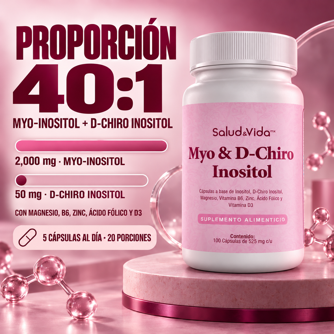 Myo & D-Chiro Inositol 2000mg + 50mg Por Porción