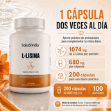 L-Lisina 1074 mg por Porción (2 Cápsulas)