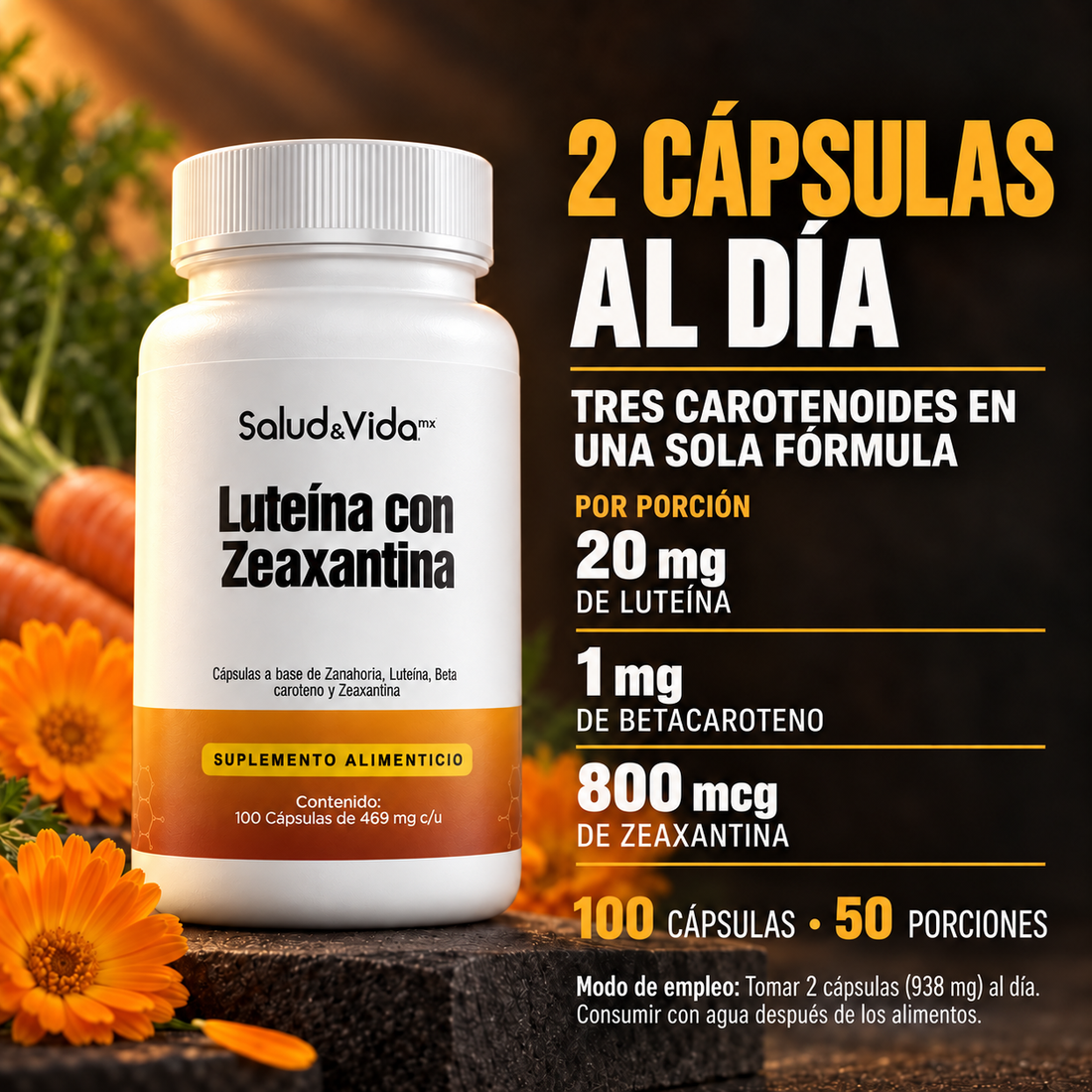 Luteína 20 mg Con Zeaxantina 800 mcg - Alta Concentración
