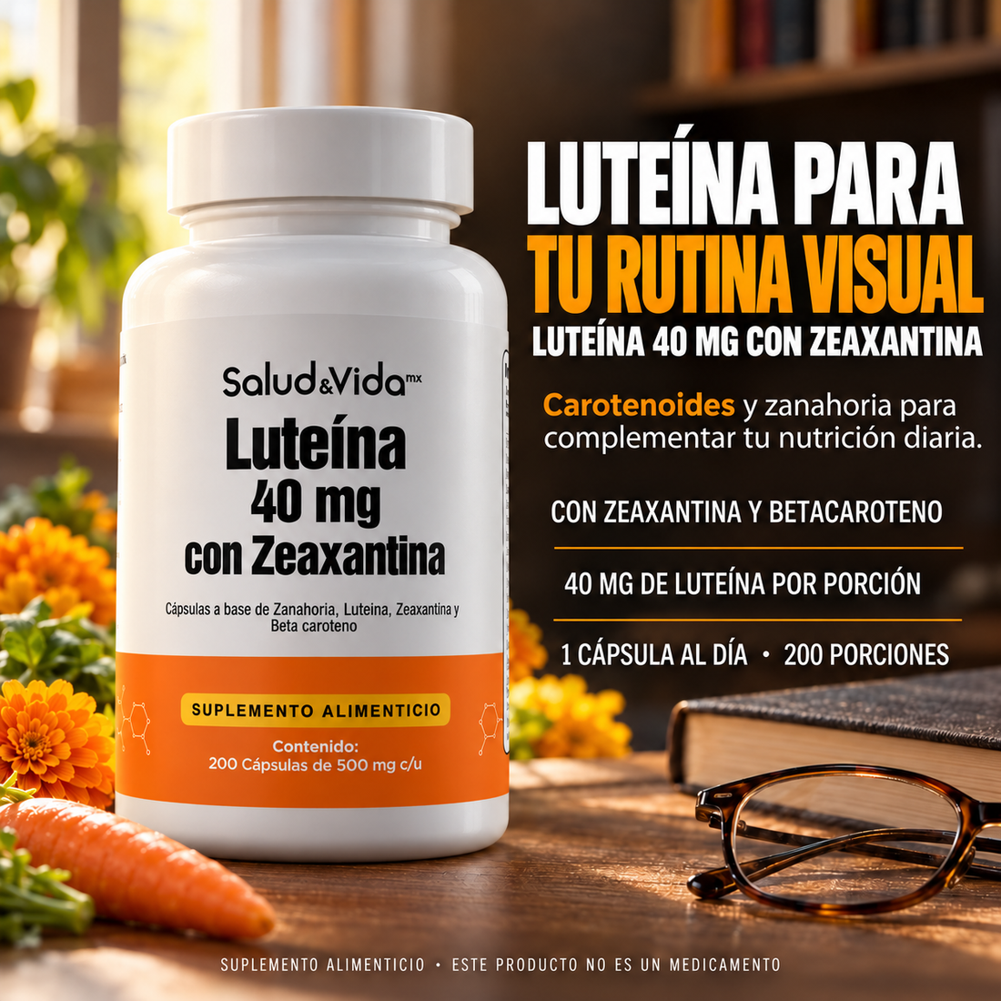 Luteína 40mg Con Zeaxantina Y Betacaroteno
