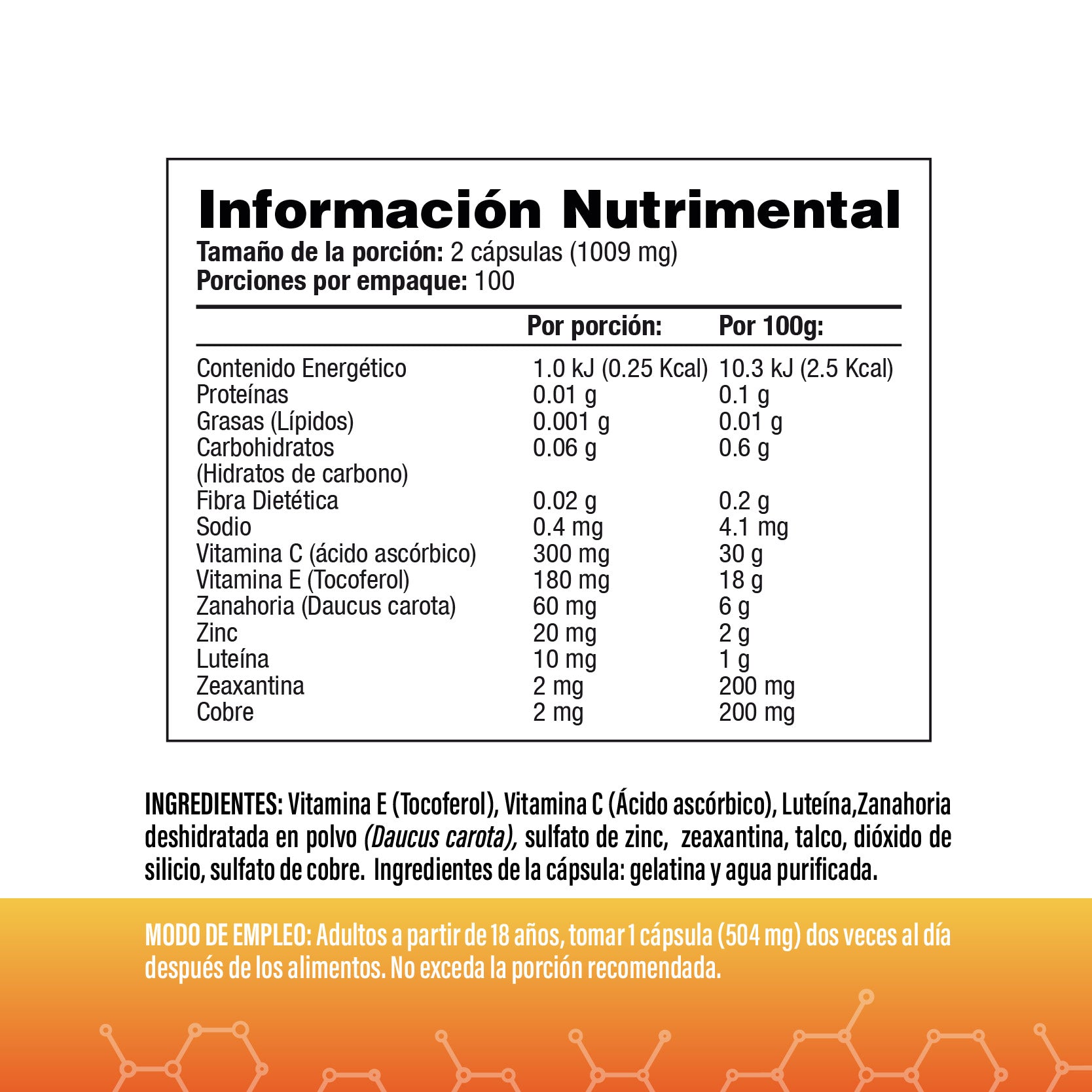 Complejo de Luteína y Zeaxantina con Vitaminas y minerales - 200 Cápsulas - Focus 504mg