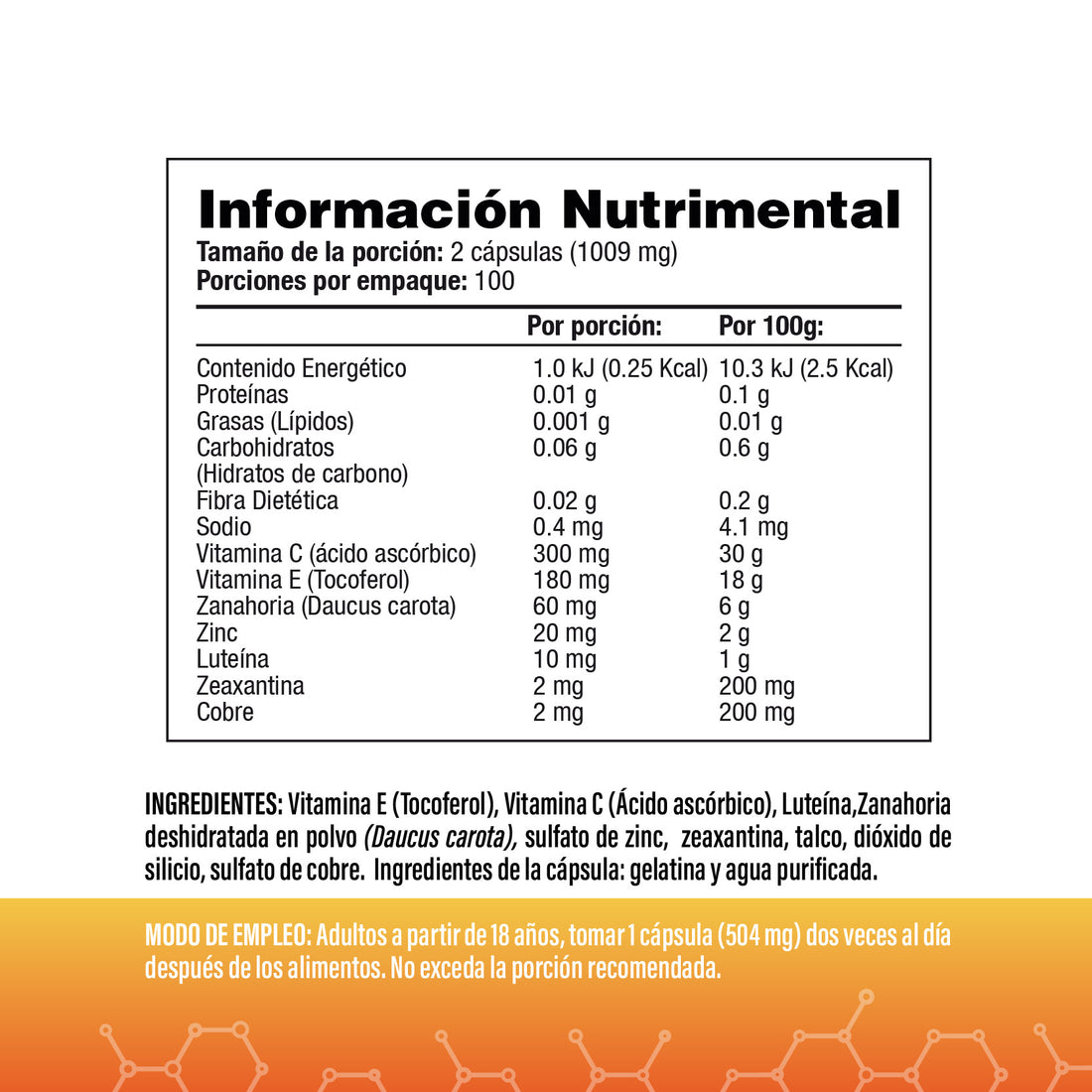 Complejo de Luteína y Zeaxantina con Vitaminas y minerales - Focus 504mg
