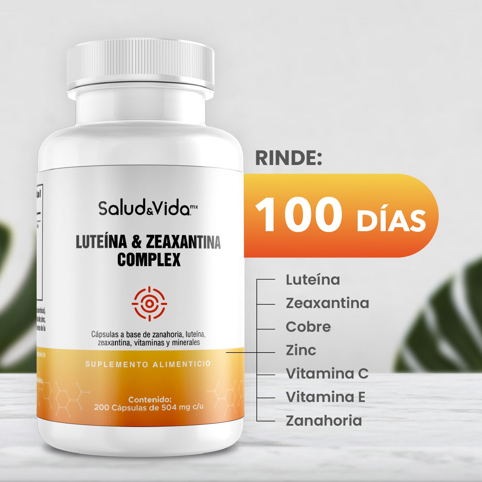 Complejo de Luteína y Zeaxantina con Vitaminas y minerales - 200 Cápsulas - Focus 504mg