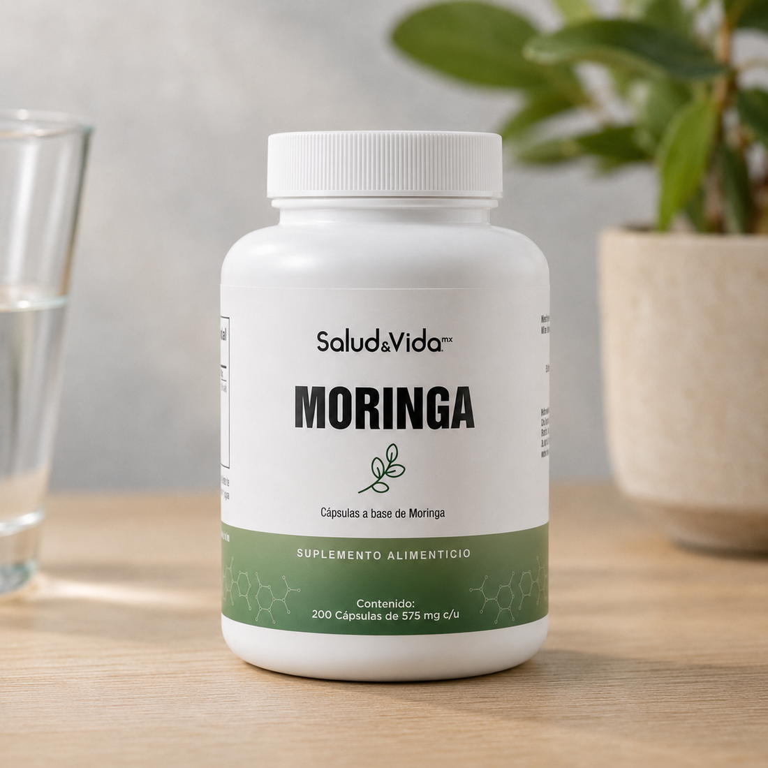 Moringa Oleifera 1500mg por Porción (3 Cápsulas)