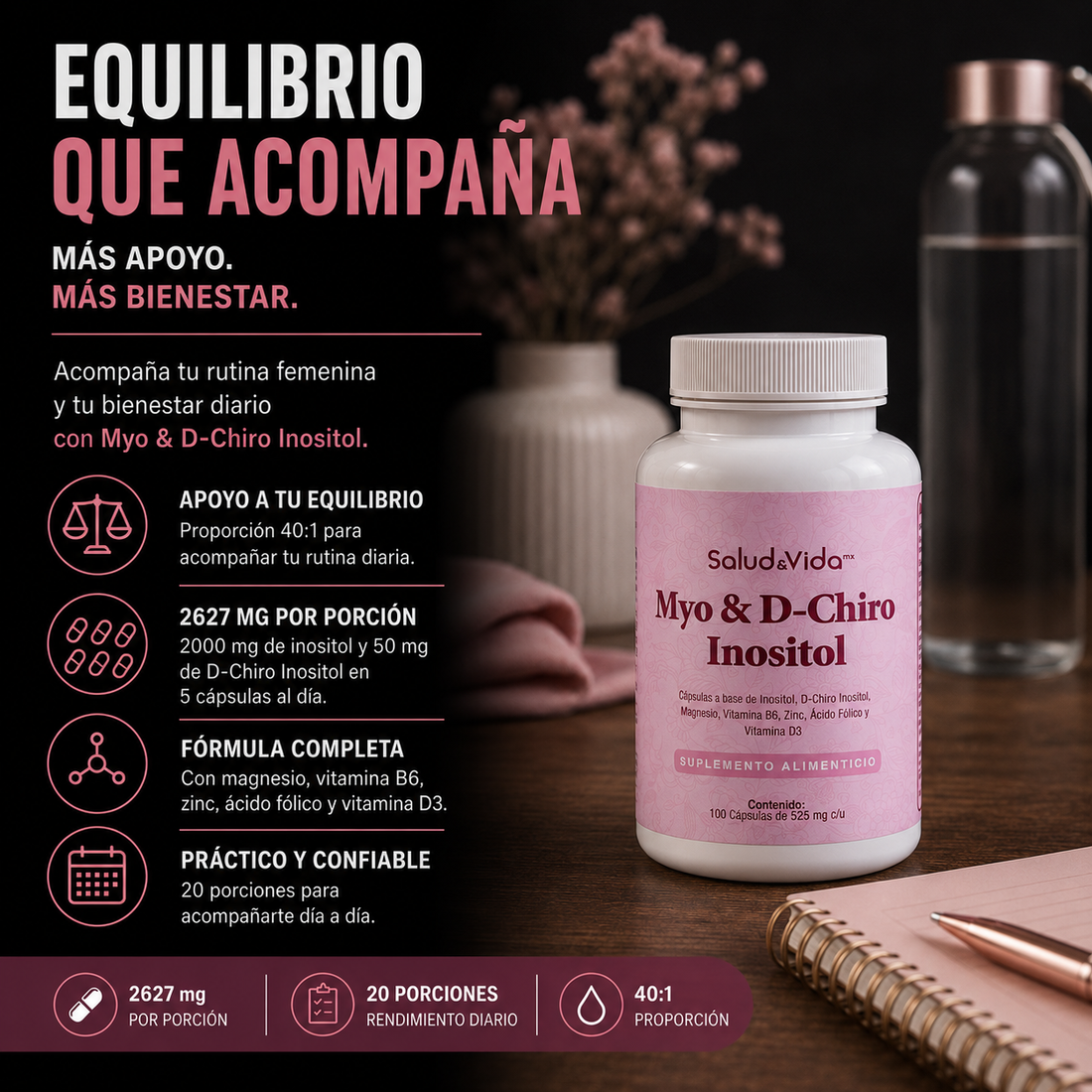 Myo & D-Chiro Inositol 2000mg + 50mg Por Porción