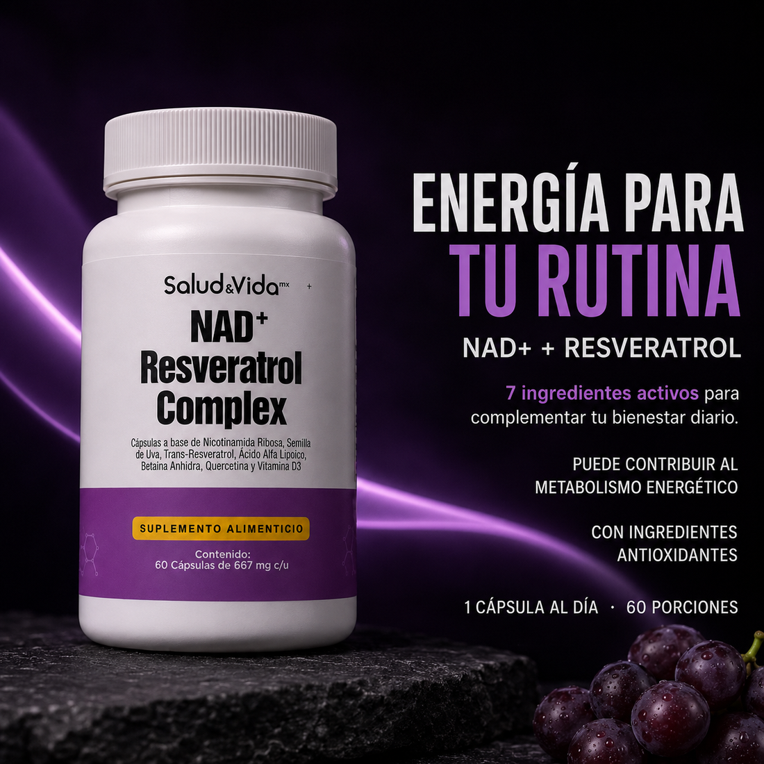 NAD + con Resveratrol Complex en Cápsulas
