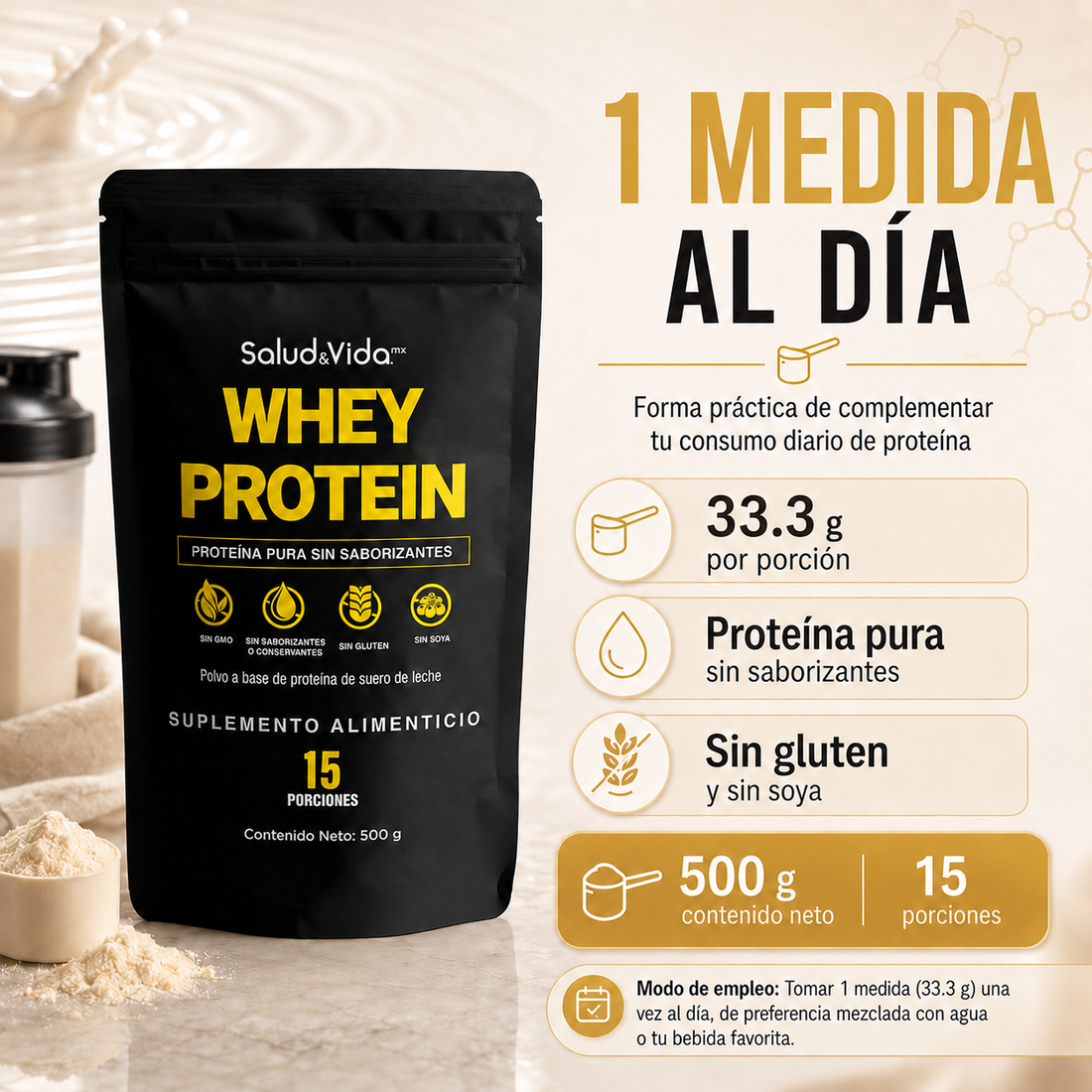 Proteína en Polvo Sin Sabor - Whey Protein