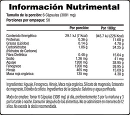 Aguaje y Fenogreco con Hinojo en Cápsulas