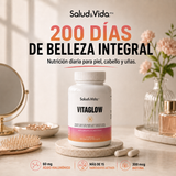 Vitaglow 500mg - Biotina, Colágeno, Ácido Hialurónico Y Queratina, con 18 Ingredientes activos