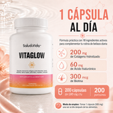 Vitaglow 500mg - Biotina, Colágeno, Ácido Hialurónico Y Queratina, con 18 Ingredientes activos
