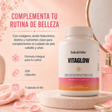 Vitaglow 500mg - Biotina, Colágeno, Ácido Hialurónico Y Queratina, con 18 Ingredientes activos