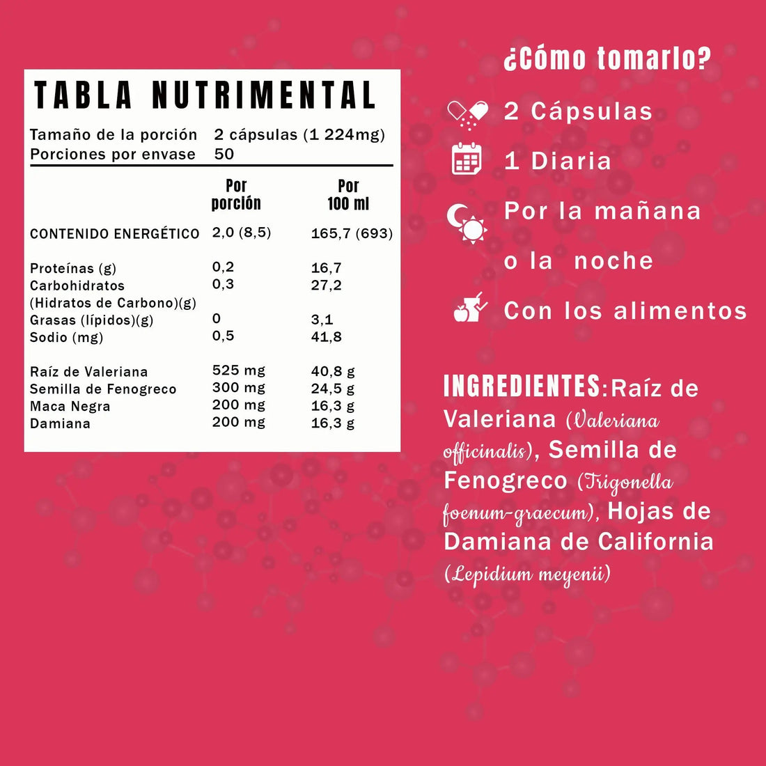 Women JoY (Valeriana, Fenogreco, Maca Negra y Damiana) 50 porciones