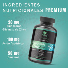 Bisglicinato de Zinc 20mg 100 cápsulas