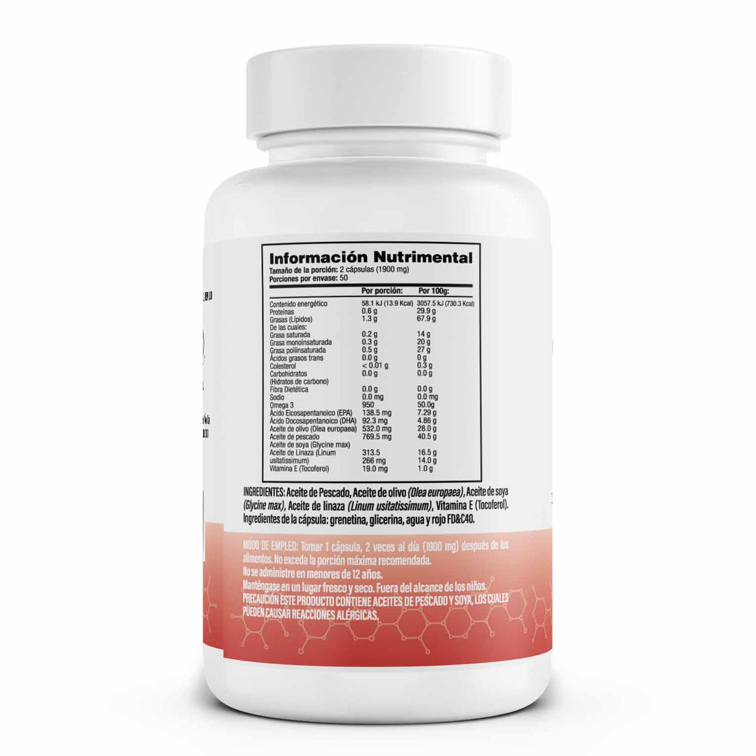 Triple Omega 3-6-9 — información nutrimental (costado)