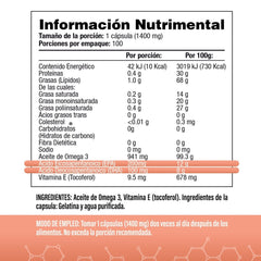 Aceite de Salmon 1400mg (Omega 3) + Vitamina E 100 cápsulas - SaludVida México