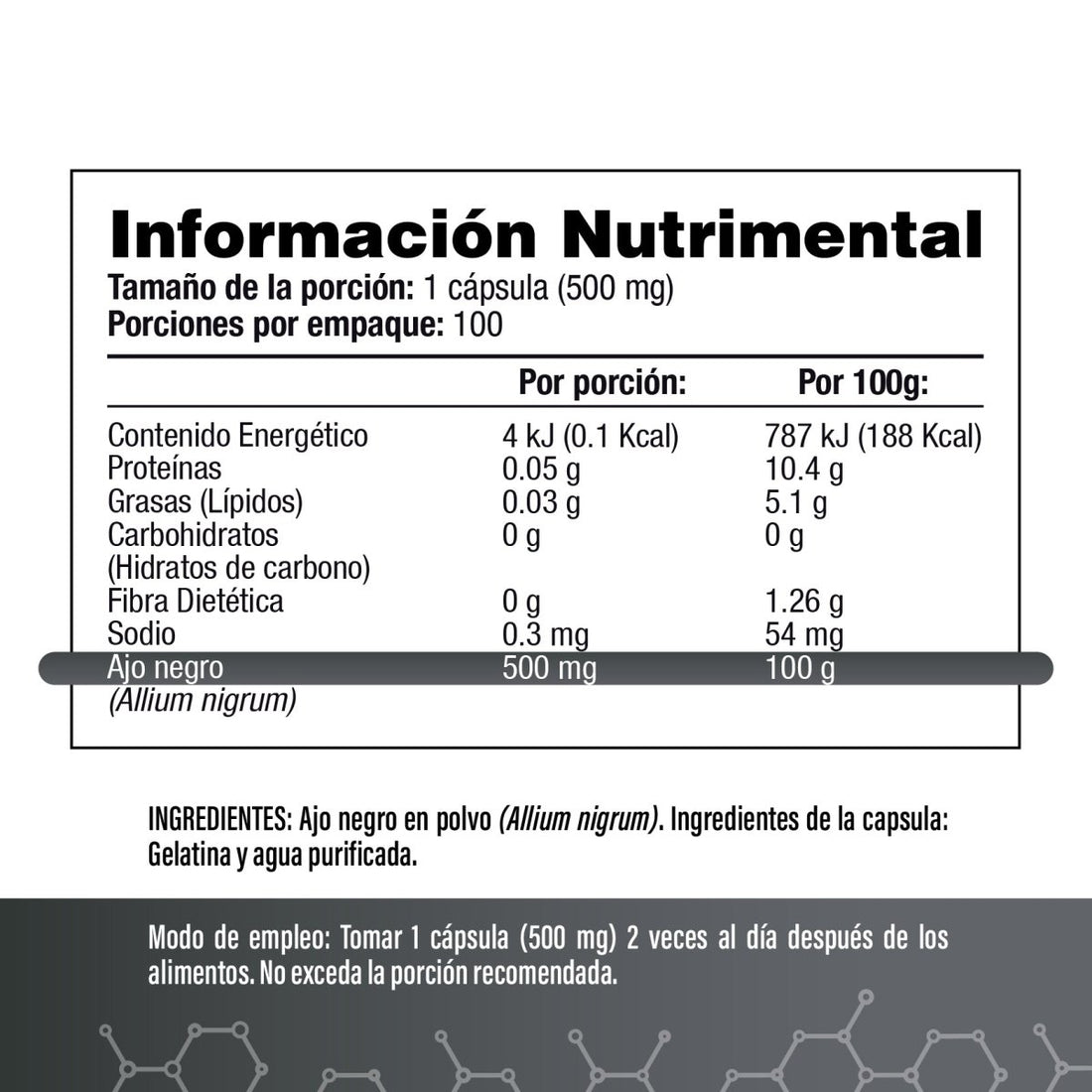 Ajo Negro 500mg - SaludVida México