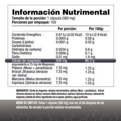 Citrato de Magnesio 500mg - Uno al día - 100 Cápsulas de Fácil Absorción - CITRAMAG S&V - Sin Gluten y Sin OMG - SaludVida México