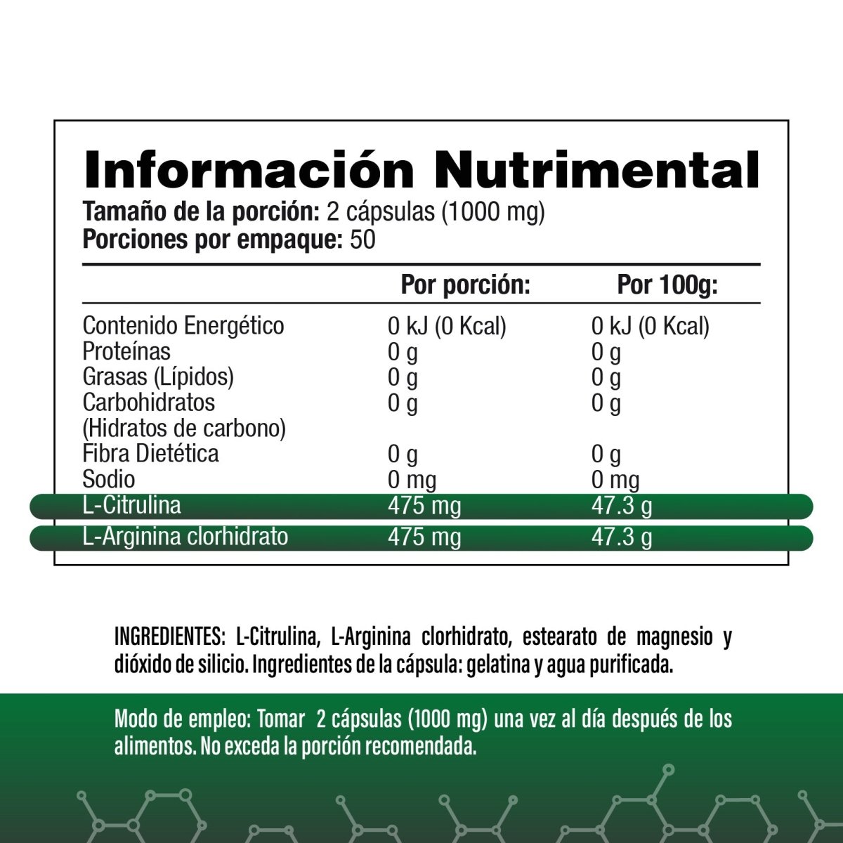 L-Citrulina con Arginina 100 Cápsulas 500mg - SaludVida México