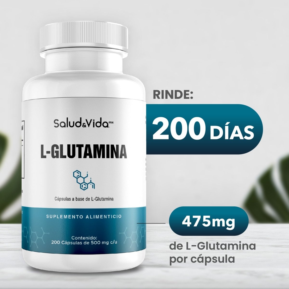 L-Glutamina 200 cápsulas 500mg - SaludVida México