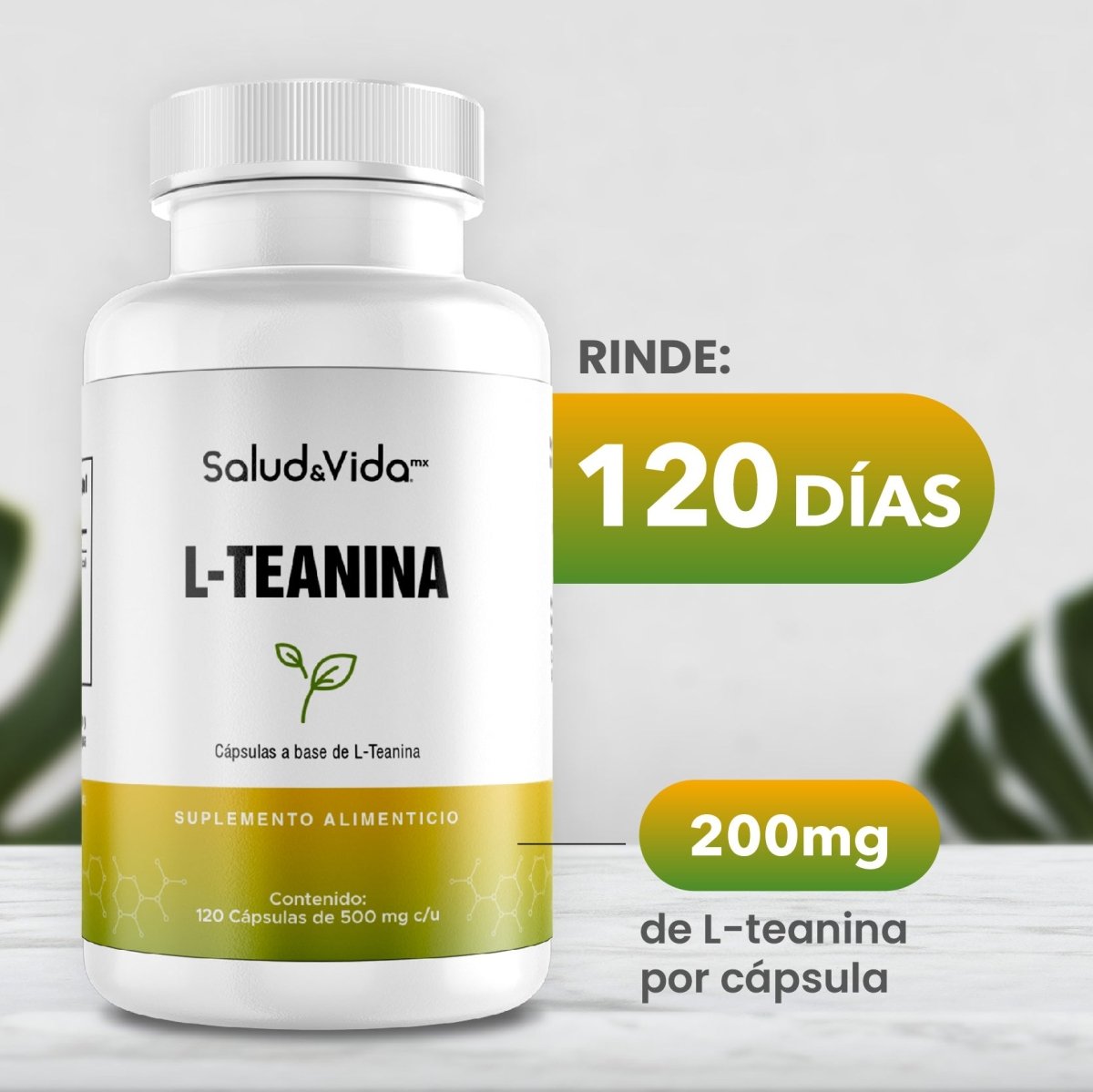 L-Teanina 200mg 120 cápsulas - SaludVida México