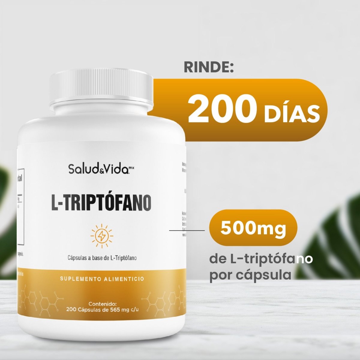 L-Triptófano 565mg 200 cápsulas - SaludVida México