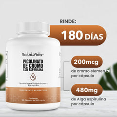 Picolinato de cromo 1000mcg (125 mcg Cromo) 180 cápsulas - SaludVida México